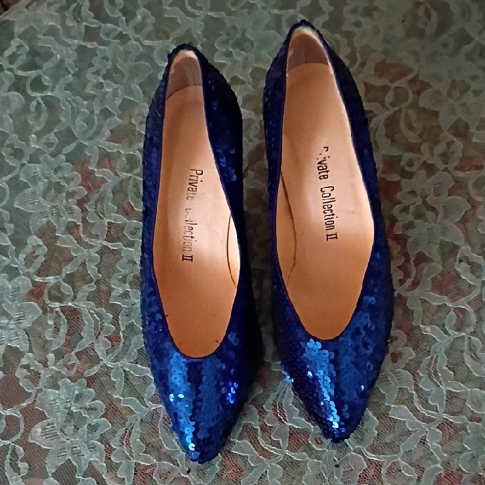 Blue Sequin Heels